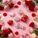 16pcs Valentines Day Decorations Heart Ornaments for Tree Romantic Hanging Ornaments for Christmas Tree Bear Heart Shaped Valentines Decor for Wedding Xmas Valentine Anniversary