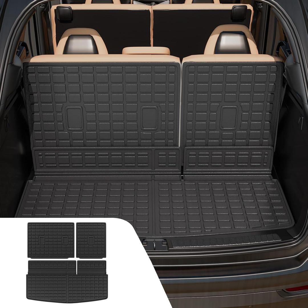 Cargo Liner Compatible with 2018-2025 Ford Expedition Lincoln Navigator 7&8 Seater (Not Fit Max or L) All Weather Back Seat Cover 2024 Expedition Accessories (Trunk Mat+3rd Row Backrest Mats)