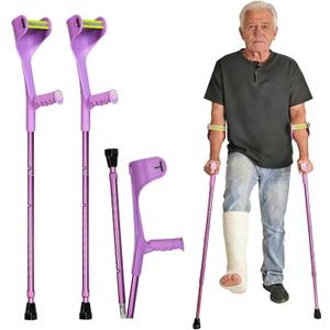 Uoieeong Forearm Crutches for Adults, 10-Level Adjustable & Foldable - Lightweight Aluminum Crutches with Anti-Fall Cuff, 300LBS Capacity for Elderly & Injury Recovery (2PCS)