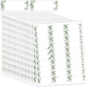 Lincia 20 Sheets 600 Pcs Wedding Greenery Leaf Address Labels Printable Elegant Eucalyptus Themed Self Adhesive Stickers Writable Paper Gift Tags for Envelope Printer Seal Mailing 1 x 2-5/8 Inch