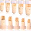 BBTO 10 Pcs Mallet Finger Splint, 5 Sizes Finger Support Brace Stabilizer Straightener Plastic Fingertip Protectors Arthritis Knuckle Immobilization for Thumb Pinky Middle Index Ring(Beige)