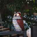 Garden Solar Owl Decoy Statue Outdoor Figurine Light Decor Glowing Eyes Spring Mounted Wobblying Head Resin Sculpture Decoration for Home Porch Patio Lawn Farm Yard Housewarming Ornament Gift