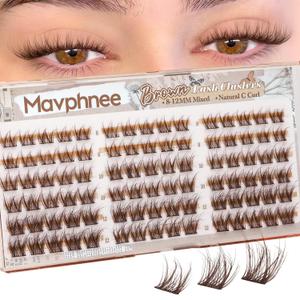 8-10-12MM Brown Lash Clusters Short Eyelash Clusters Wispy Fluffy Cluster Lashes Extensions Dark Brown Natural Cluster Eyelash Extensions C Curve DIY Lash Pack