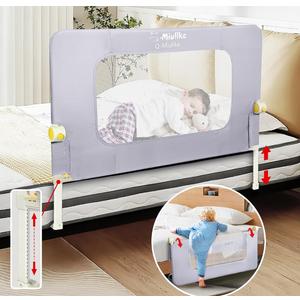Q-MIULIKE Baby Bed Rail for Toddlers Crib Guard Rail Smooth Flip-Down Safety Rail Guards for 14 Height Adjustable, Toddlers Bed Rails for Full King Queen Twin Bed for 31.5''，1 Piece