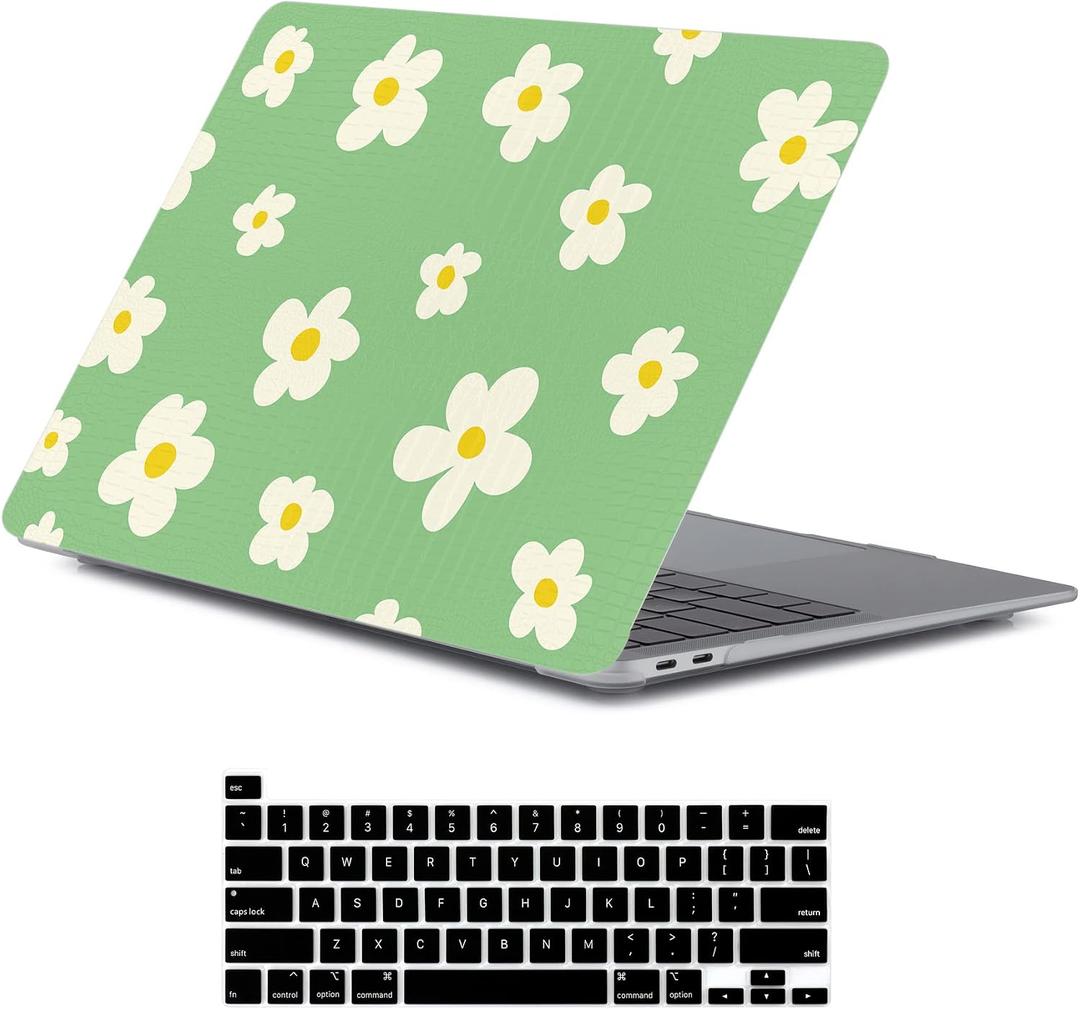 LanBaiLan Compatible for MacBook Pro 13 inch with Touch Bar M2 2026 2025 2024 2023 2022-2016 A2338 M1 A2251 A2289 A2159 A1989 A1708 A1706, Laptop Hardshell Case and Keyboard Cover, Green Flower