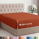 Extra Deep King Fitted Sheet - Hotel Luxury Single Fitted Sheet Only - Easily Fits 18 inch to 24 inch Mattress - Ultra Soft, Wrinkle & Fade Free w/Extra Deep Pockets - Breathable & Comfy - Terracotta
