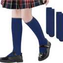 Zando Kids Soccer Baseball Football Softball Socks Cotton Girls Knee High Socks Uniform Socks for Girls Boys 3-12 years (Blue, XL)