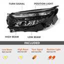 LED Headlight Assembly Compatible with Chevy Equinox LS 2022 2023 2024 w/Halogen Turn Signal Factory Replacement Head Light Lamp 85538059 GM2502531 Left Driver Side