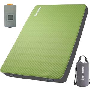 Byomostor Self Inflating Sleeping Pad, Foam & Air Camping Mattress 4" Thick | Quick Inflation & Deflation, Adjustable Firmness, 9.5 R-Value Insulated Sleeping Mat for All Season, For Truck,Rooftop Tent