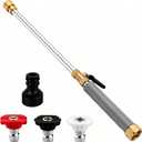 Jet Nozzle Power Sprayer for Garden Hose, 3 Nozzle Wand, Pocket Hose Arrow Pressure Washer Attachment for Car Washing, Patio and Outdoor Cleaning (Grey)