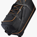 Rolling Duffle Bag with Wheels,110L/140L Expandable Soft-Sided Foldable Duffle Bag with 2 Rubber Wheels,Packable 32” Rolling Carry-On with Multi-Pockets & Compartments (Black Orange)