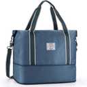 WALNEW Travel Duffel Bag, Weekender Overnight Carry On Bag for Women Men, Foldable Waterproof Gym Luggage with Metal Buckle Detachable Shoulder Strap and Wet Compartment (Peacock Blue)