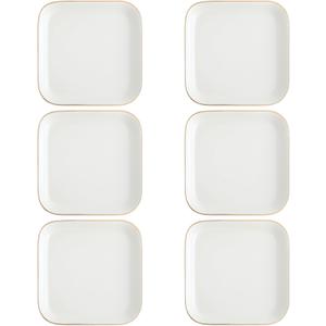 Shappy 6 Pcs White Ceramic Jewelry Tray 4.5 in Ring Holder Trinket Dish for Christmas Friendship Wedding Birthday Gifts (Square)