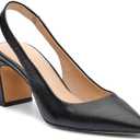 Jeimpoey Womens Slingback Chunky Heels Point-toe Pump Shoes Block Heel Summer Sandals Low-heel Party Shoes (9, Black)