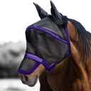 Harrison Howard Maskology Supreme Nylon Framework Micro-Woven Material UV-Proof Horse Fly Mask Black Purple (Cob (Medium)