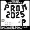 2 x Prom 2025 Balloons Black 16 Inch Prom 2025 Party Graduation Banner Decorations for 2025 Prom Night Graduation Party Decorations