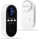 5-in-1 Combination Explosive Gas & Carbon Monoxide Detector,AC-Plug-in Natural Gas,Propane&CO Alarm with Adjustable Volume & Brightness,Battery Backup,Temperature(F)&Humidity Sensor for Home,RV,Hotel