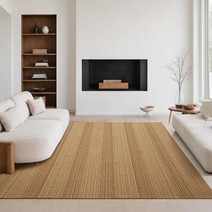 6x9 Area Rugs for Living Room  Machine Washable Boho Woven Rug with Non-Slip Backing, Large Living Room Rug, Mats for Bedroom, Dining Room, Home Office  Soft & Durable, Pet Friendly (Light Brown)