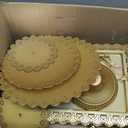 Fivenl 8 Pcs Cake Stand Gold Metal Dessert Table Display Set, 3-Tier Cupcake Stand, Cake Display Tower and Cookie Tray Rack Serving Tray for Birthday Party, Weddings, Baby Shower (Gold)