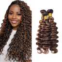 Body Wave Virgin Human Hair Bundles Ombre Dark Brown to Chestnut Highlight 14 16 18 Inch Brazilian Remy Hair Extensions 12A 3 Bundles Soft Bouncy Weave for Black Women