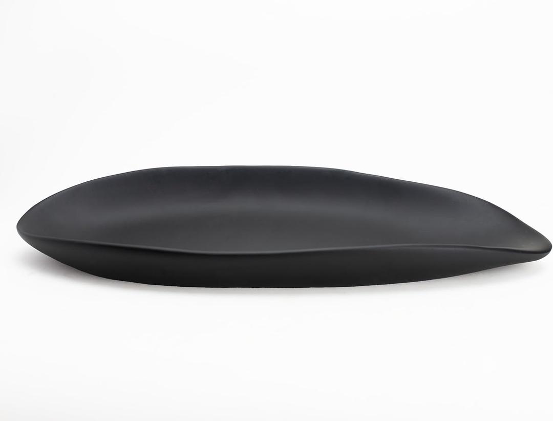 BANOMII Leaf Decorative Bowl for for Home Decor, 17.5'' Long Resin Bowl for Key Purse Candle, Decorative Tray for Kitchen Counter Entryway Console Dining Coffee Table Centerpiece, Black, Large