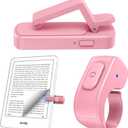 Remote Page Turner Ring for Kindle Paperwhite Oasis Scribe Kobo,Designed for Thick Cases Clicker Page Turner Camera Remote for iPhone iPad Android Tablets Reading Novels Comics with Storage Bag-Pink