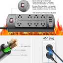 Surge Protector Power Strip - Nuetsa Flat Plug Extension Cord with 8 Outlets and 4 USB Ports, 6 Feet Power Cord (1625W/13A), 2700 Joules, ETL Listed, Black