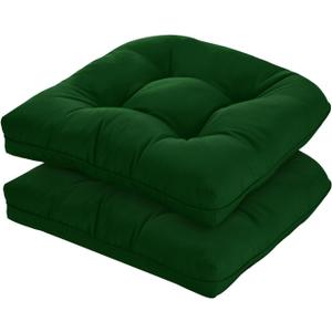19x19 Outdoor Chair Cushions Set of 2, Tufted Wicker Patio Furniture Cushions, Thick Outdoor Seat Cushions for Lawn Chairs, Overstuffed and Water Resistant, Green