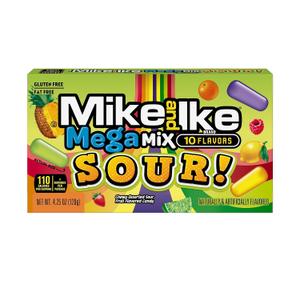 Mike and Ike Candy, Mega Mix Sour, 4.25oz Theater Box, Pack of 12 (EXP 07/01/27)