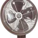 HydroMist Oscillating Wall Mounted Outdoor-Rated Fan, 3- Speed Control on Motor, Alum Fan Blade, Mounting Bracket and Black Cover, Residential/Commercial Use, 24, Dark Brown