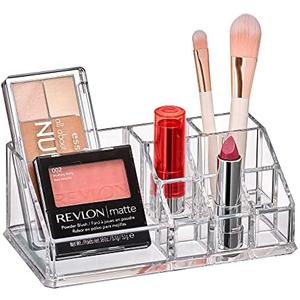 Amazing Abby - Tiffany - Acrylic Cosmetic Organizer, Transparent Plastic Makeup Holder, Compartmented, Shatter-Proof, Perfect Bathroom Vanity Storage Solution for Beauty Supply, Small