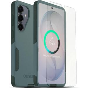 OtterBox Galaxy S26 Plus Bundle: Commuter Case & Screen Protector - Green | Magnetic Fast Charge Case - Dual Layer - Slim & Tough - Easy Install Kit - Shatter & Scrath Resistent - 360 Protection Bundle