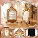 Liliaafar Vintage Ring Holder Frame Style Gold Ring Wedding Display Suede Jewelry Box Stand Frame Earring Tray Anniversary Engagement Baroque Organizer Photograph Prop for Women Birthday Christmas