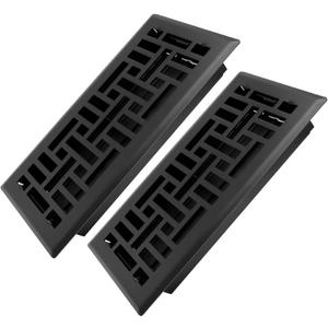 4x10 Inches 2 Pack Heavy Duty Walkable Floor Register Easy Adjust Air Supply Lever Floor Vents - Seattle Design - Vent Cover for Home Floor - Matte Black