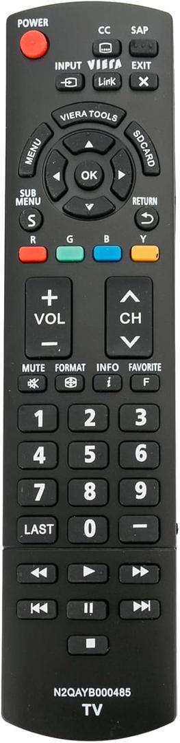 N2QAYB000485 Replace Remote Control fit for Panasonic 32" ~ 85" LED LCD Plasma Viera TV TC-42LD24 TC-42LS24 TC-42PS14 TC-54PS14 TH-32LRU5 TH-42LRU50 TH-55LRU50 tc-p50s30 N2QAYB000321 N2QAYB000570