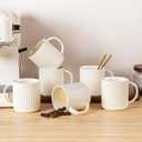 theterra Ceramic Coffee Mugs Set of 6, 14.2oz Handmade Coffee Cups with Handle for Latte, Tea, Milk, Beer, Hot Cocoa, Beige