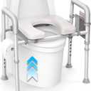 Agrish Raised Toilet Seat with Handles - FSA/HSA Eligible Cozy Padded Elevated Medical Toilet Seat Risers for Seniors, 350lb Adjustable Handicap Toilet Riser - Gray