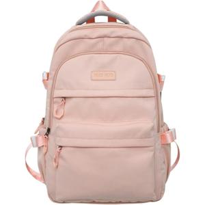 2 x Preppy Backpack for Women Teen Girls Boys Large Laptop Bookbag Casual College Daypack Cute Aesthetic School Supplies (Pink)
