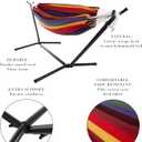 Double Brazilian Hammock with Stand Included ? Woven Cotton, 2-Person, Outdoor Swing with Frame for Camping, Backyard, or Patio by Pure Garden