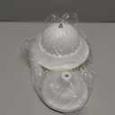 White Flower Vases for Centerpieces: Wedding Compote Bowl 5.1 Inch Small Urn Vase Metal Pedestal Vase for Table Party Event Home Set of 2