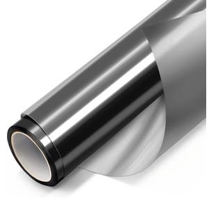 Window Film, Window Privacy Film, One Way Window Film Daytime Privacy Static Cling Sun Blocking Anti UV Reflective Window Tint for Home Office 35.4 Inch x 19.6 Feet, Black Silver