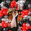 Red and Black Silver Balloon Arch Garland kit, 18/12/10/5 inch Red and Black Metal Silver Latex Balloon Set with Confetti Balloons for Graduation Baby Shower Wedding Birthday Anniversary Bachelorette