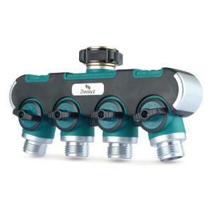 2 Wayz 4 Way Garden Hose Splitter, Heavy Duty, Water Tube Manifold, 4 Way Hose Connector, Spigot Splitter, Faucet Divider Outdoor - Modern