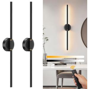 Battery Operated Wall Sconces Set of 2, Dimmable 6000mAh Rechargeable Wall Lights, LED Wall Lamp with Remote Control