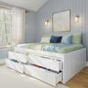 Max & Lily Jack Full Captain's Bed - 4 Built-in Drawers, Design, White