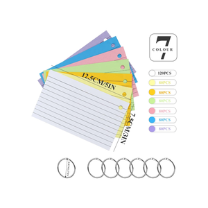 Index Cards Rulded, Colorful Flash Cards 3 x 5 Index Card with Rings, Heavy Study Cards, Note Cards Punched for School Learning, Office and Home Uses, 7 Colors