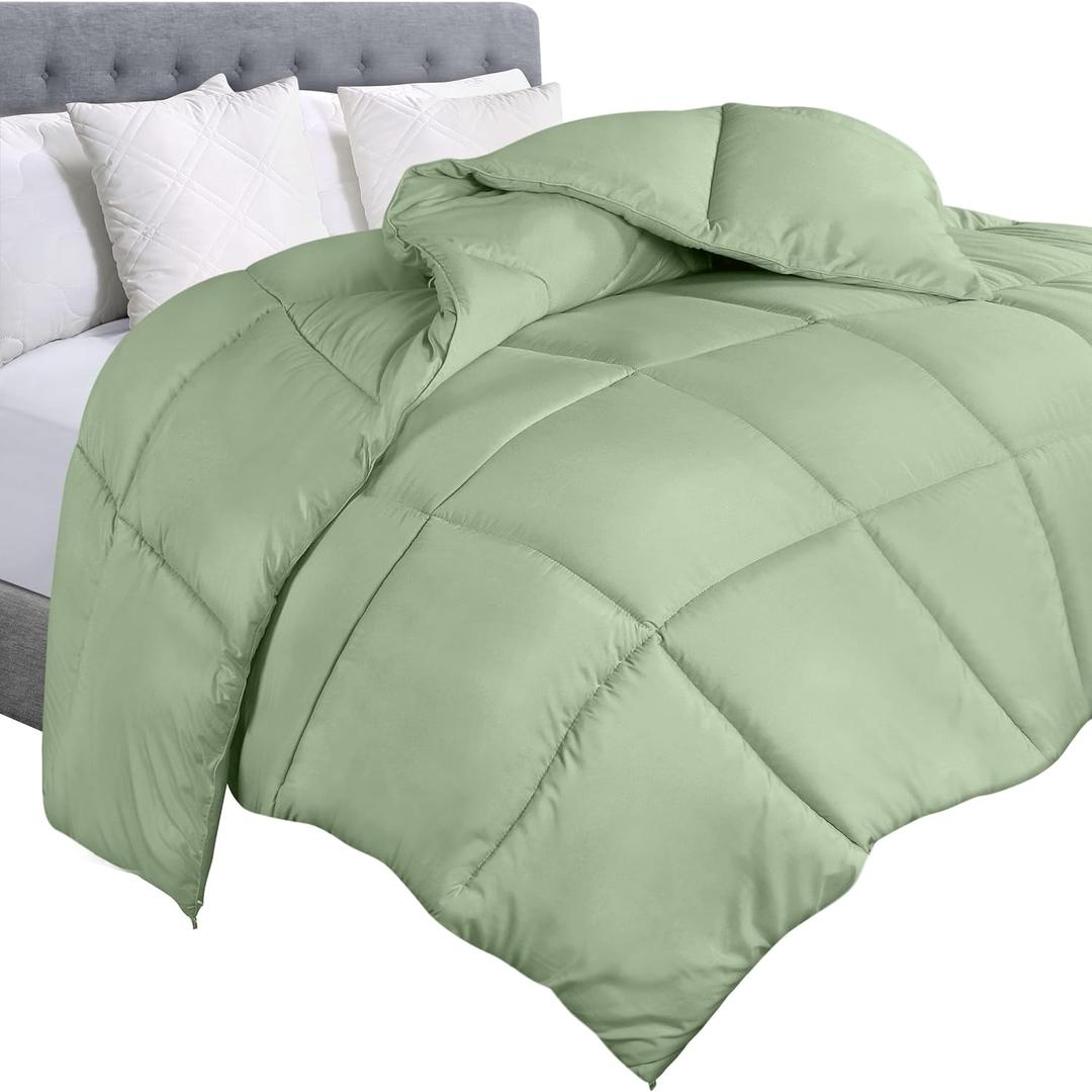 Utopia Bedding Comforter Duvet Insert, Quilted Comforter with Corner Tabs, Box Stitched Down Alternative Comforters King Size (Sage Green) (King (Pack of 1))