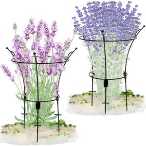 VICAMB 2 Pack Large Peony Cages and Supports,23.2" H X 13.4" D Metal Peony Support Rings, Tall Plant Support Garden Stakes for Outdoor Plants and Other Flopping Flowers