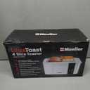 Mueller UltraToast Full Stainless Steel Toaster 4 Slice, Long Extra-Wide Slots for Bagels and Waffles, 6 Browning Levels, LED Display, Cancel/Defrost/Reheat Functions & Removable Tray, Kitchen Gadgets