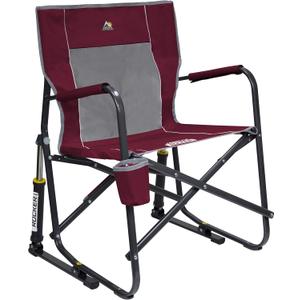 GCI OUTDOOR Freestyle Rocker Camping Chair | Portable Folding Rocking Chair with Solid, Durable Armrests, Drink Holder & Comfortable Backrest  Cinnamon